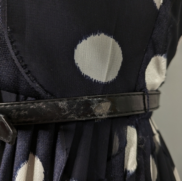 Adrianna Papell blue white sleeveless polka dot fit & flare dress 2 - Picture 7 of 10